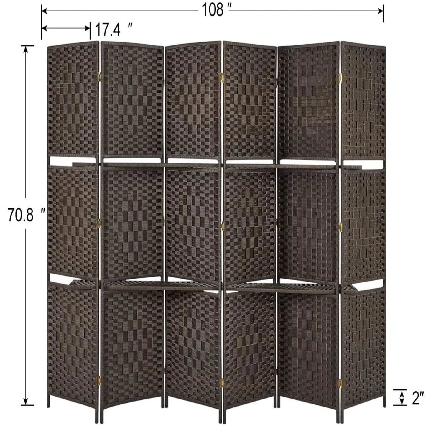 6ft Tall 6 Panel Room Divider - Folding Wall Dividers