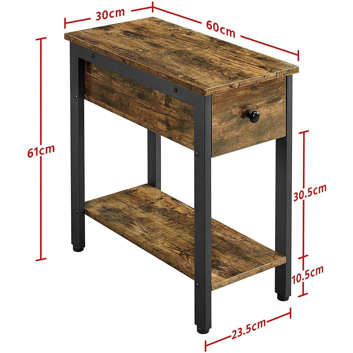 End Table - Rustic Side Table - Small Side Table With Drawer - Wooden Side Table With Storage - Wooden End Table With Storage