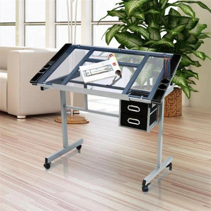 Art Desk - Drafting Desk with Storage - Artist Desk & Drafting Table for Drawing - Adjustable Tracing Table